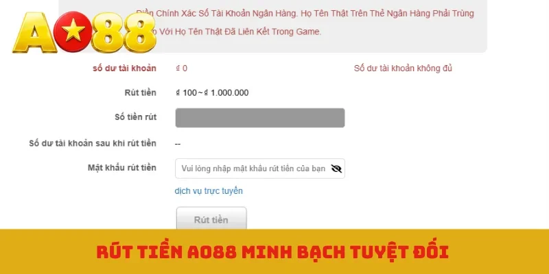 Rút tiền AO88 minh bạch tuyệt đối